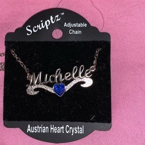silver with blue Jewel Michelle necklace, new